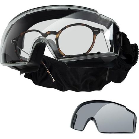 Safety Glasses for Work, Anti-Fog Safety Over-Glasses, Airsoft Glasses for Eyeglass Wearers, Construction Sites, Laboratories