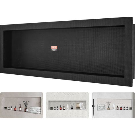 Niche de Douche 4064 x 127 cm avec Étagère Unique,Rangement Moderne pour Savon,Coins Carrés,Protection Étanche,Noir (1/5)