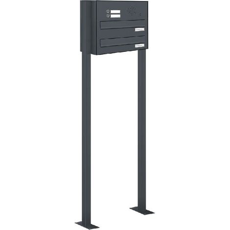 2er Briefkastenanlage Standsystem Durchwurf - Klingel RAL 7016 Anthrazit (1/5)