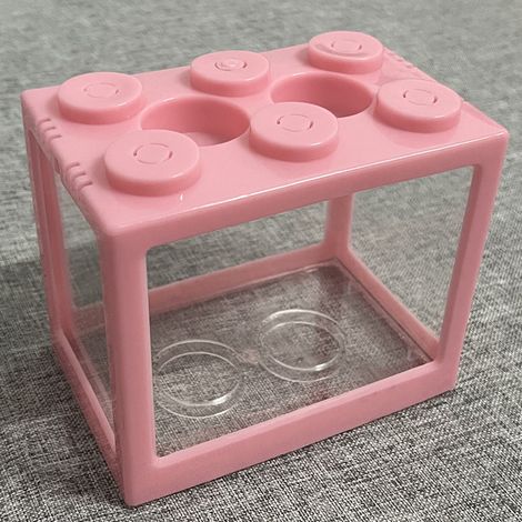Ensemble d'aquarium de blocs de construction empilables de 2 pièces avec fonction cascade, mini aquarium bleu Betta, décoration de bureau en plastique pour le bureau ou la maison (rouge + noir)