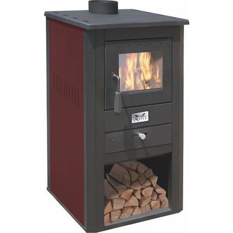 Estufa de leña – Pallade acabado Bordeaux 50×41 h86 cm 10,7 kW compartimento para leña – Mille