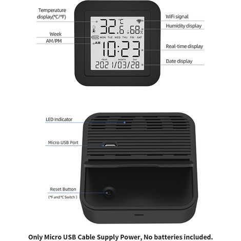 Digitales Thermometer-Hygrometer mit Infrarot-Fernbedienung, intelligenter WLAN-Temperatur- und Feuchtigkeitsmonitor für Klimaanlagen und andere Klimageräte (1/5)