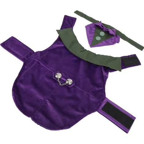 1 costume de smoking pour chien, violet, en polyester, avec nœud papillon, pour chiens et chats de petite et moyenne taille (1/5)