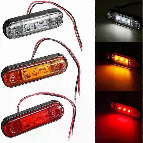 Feu latéral blanc 3 LED pour camions et fourgons, 12V/24V étanche, éclairage performant, pack unitaire (1/5)