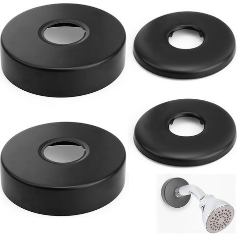 Rosaces de Couverture Inox - Lot de 4 - Acier Noir Mat - Cache Tuyaux Douche et Robinet - Salle de Bain et Cuisine - Diamètres 21mm et 25mm (1/5)