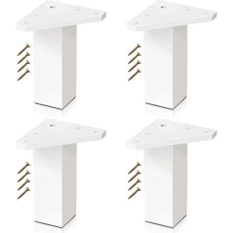 ✮ Möbelfüße ✮ Set mit 4 Füßen inklusive Schrauben - Weiß, 10 cm - Couchtischfuß, Badezimmermöbelfuß, Küchenfuß, TV-Ständerfuß (4er-Pack) (1/5)