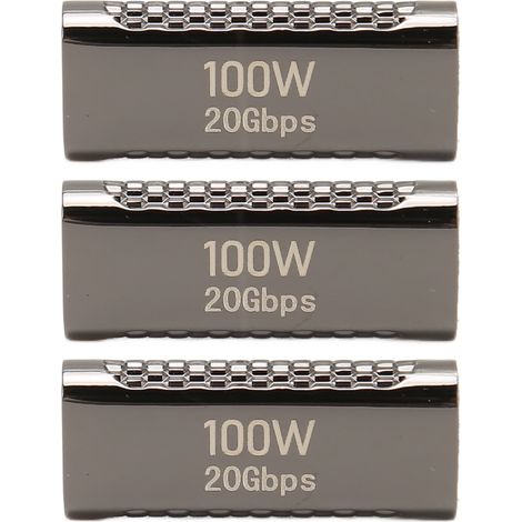 Adaptateur USB C Femelle à Femelle 3 Pièces - Transfert 20Gbps, Charge 100W, Vidéo 8K 60Hz - Connecteur USB C (1/5)