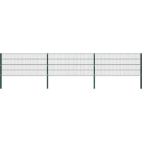 Panneau de clôture avec poteaux, Clôture de jardin, Barrière de jardin Fer 5,1 x 0,8 m Vert MAE4236 (1/5)