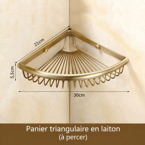 Étagère d'angle triangulaire de salle de bain en laiton rétro antique panier de rangement mural WC 680 g – Livraison gratuite (1/5)