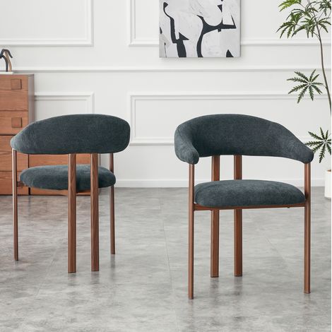 Silla moderna de lino negro con patas de hierro, cómoda y de montaje sencillo,60×57.5×80.5cm (1/5)