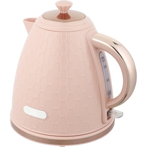 3kW Rapid Boil Light Pink Honeycomb Kettle for fast boiling and stylish kitchen decor. Perfect for tea lovers
