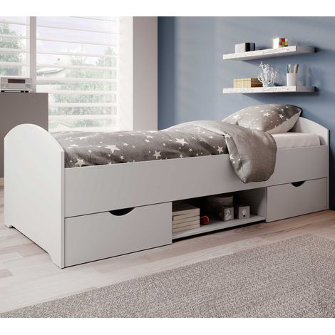 Lit Nero 90x200 avec 2 tiroirs - blanc (1/5)