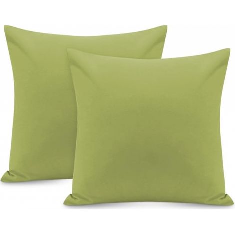 SHINING HOUSE Algodón 4545 cm 2 uds, Funda de almohada rectangular Jersey de algodón - Funda de cojín resistente e hipoalergénica verde claro (1/4)