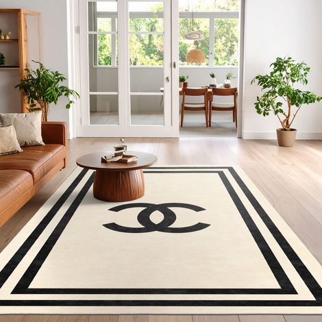 Tappeto di lusso in 100% poliestere beige e nero: comfort, stile e antiscivolo (1/4)