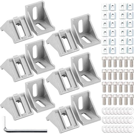 12 Pièces Profile Aluminium 40x40,Angles En Aluminium Profilé,Connecteurs d'Angle pour Profilés Alu, avec Clé Allen Externe, Pour Profilés Équerre Support Mural Matériel De Montage (1/5)