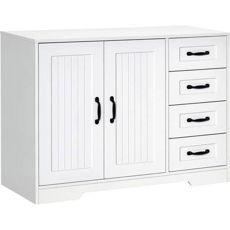 Modernes Esszimmer-Sideboard, 4 Schubladen und 1 Schrank, 105x40x76 cm, weiß, elegante Aufbewahrungsmöglichkeit für Wohn- oder Esszimmer.