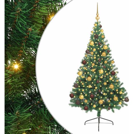 Künstlicher vorbeleuchteter Weihnachtsbaum Grün 180 cm PVC vidaXL (1/5)