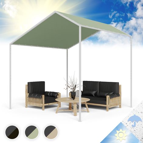 Blumfeldt Pergola, Metall Pavillon mit Polyester Schrägdach, Sonnensegel mit Gestell, Überdachung Freistehend, Sonnenschutz für Garten und Terrasse, Gazebo Wasserdicht und Stabill, Aluminium-Rahmen
