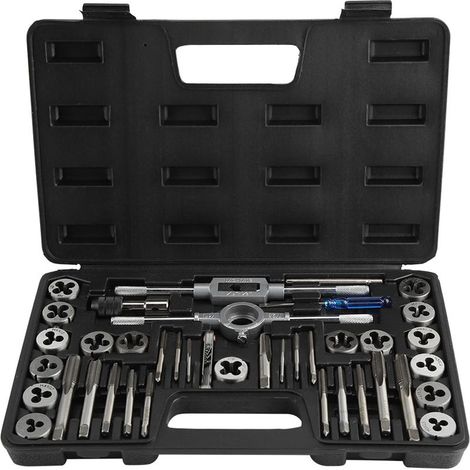 Jeu de tarauds et filières à vis M3-M12, avec clés, jauge de filetage, outils manuels robustes, 40 pièces (1/5)