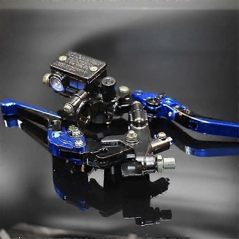Kit de leviers de réservoir de liquide de frein et d'embrayage universel CNC 7/8" 22 mm pour moto (bleu)