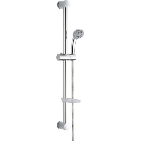 Saliscendi con asta ø25 mm, altezza 660 mm, doccetta 1 getto cromata, portasapone e flessibile 150 cm - Modello: nature 125 (1/2)