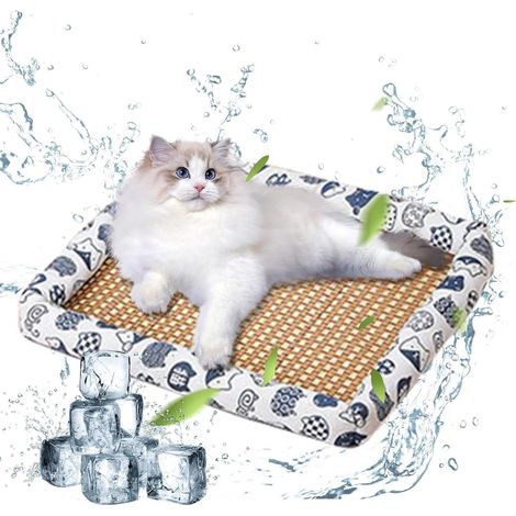 Pets Cooling Rattan Pad, Pets Ice Cooling Bed, Breathable Anti