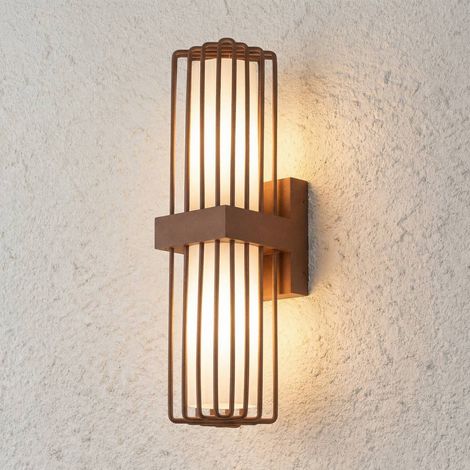Lucande Lámpara de pared exterior 'Chandan' en Marrón Aluminio