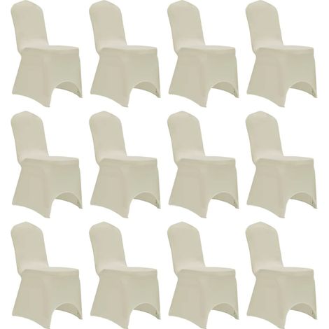 vidaXL Coprisedia in Tessuto Elasticizzato Crema 12 pz