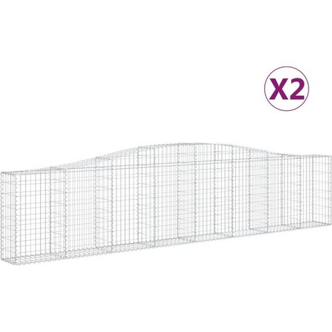 Paniers à gabions arqués 2 pcs  Mur en gabion 400x30x80/100 cm Fer galvanisé