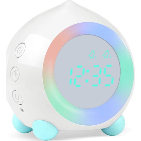 Digitaler Wecker für Kinder, digitaler Wecker mit Sonnenaufgangssimulator, Wecker für Jungen und Mädchen mit bunten Lichtern, leiser, nicht tickender Wecker fürs Schlafzimmer mit LED-Alarm und Nachtli (1/5)