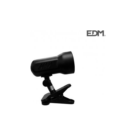 EDM – Projecteur avec pince E27 renforcée – Couleur noir – Modèle Galaxy – Puissance 60W – Taille Ø8x13,5 cm