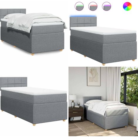 vidaXL Boxspringbett mit Matratze Hellgrau 90x190 cm Stoff (1/5)