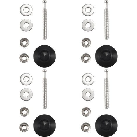 Convient pour 4 loquets de capot et clips de pare-chocs de type bouton à dégagement rapide (noir)