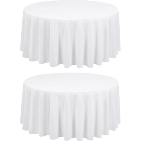 2er Set Runde Tischdecke Weiß 229 cm, Polyester, Pflegeleicht, Knitterfrei