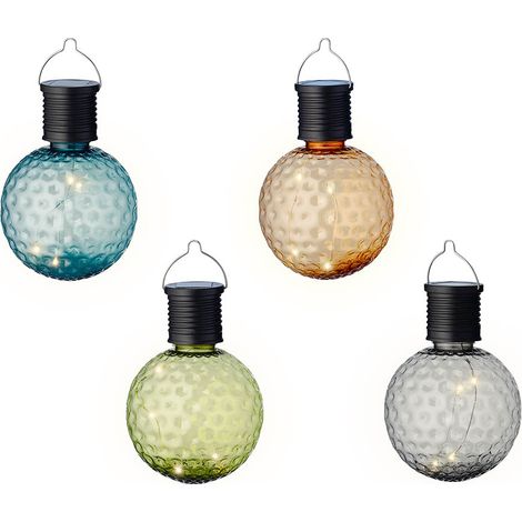 Solar-Lichterkette mit Glühbirnen. Verschiedene Farben
