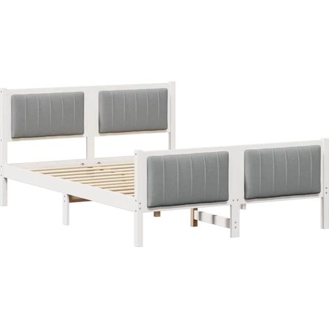 Maison Exclusive - Cadre de lit avec tête de lit Blanc et gris clair 140 x 190 cm (1/5)