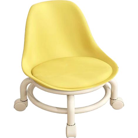 Petit tabouret, tabouret enfant à roulettes, tabouret pour tout-petit, tabouret bas, chaise de salon, chaise de salle de bain, banc, jaune. (1/5)