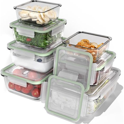 Ensemble de 7 boîtes en verre avec couvercle, adaptées au micro-ondes, au lave-vaisselle et au congélateur, idéales pour la cuisine C-FHD 4010 G (1/5)