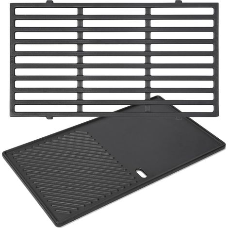 7637 44,5 CM Grilles de Gril pour Weber Spirit I & II 200, E-210, E-220, S-210, S-220 (Boutons de Commande Avant), Fonte Pieces Detachees Grille Barbecue pour Weber 46010074, 46100001 à Gaz