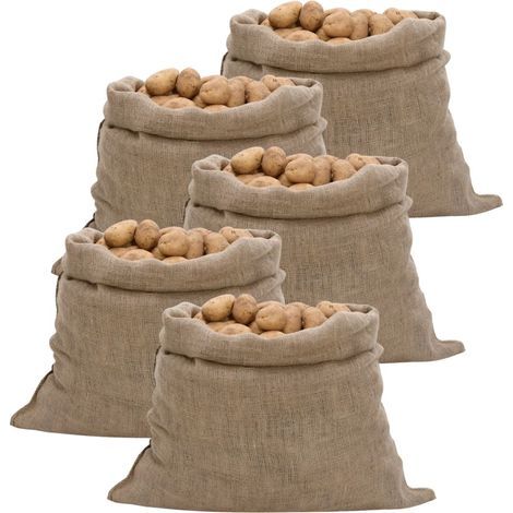Sacs en jute, lot de 5, 100 x 110 cm, 100 % jute, 220 g/m² (1/5)