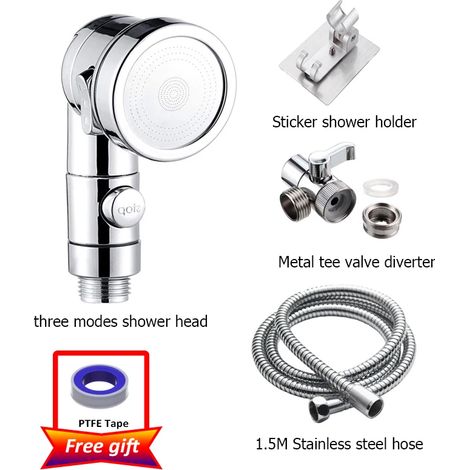 (Ensemble argenté 2) Vanne de dérivation universelle pour robinet avec flexible, rallonge de robinet, adaptateur de pommeau de douche, ensemble répartiteur, accessoire de douchette pour lavabo (1/5)
