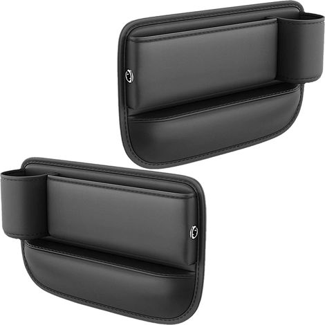 (Gauche-Droite) Sacoche de rangement latérale pour console de voiture Ouspow en cuir PU, boîte de rangement portable, comble l'espace latéral de la console avec porte-bouteille (1/5)