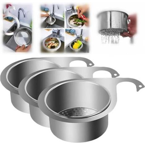 Cestello per lavello a forma di cigno in acciaio inox da 3 pezzi - Scolapiatti multifunzione da cucina migliorato per un filtraggio dei rifiuti senza sforzo e un facile lavaggio di frutta e verdura (1/5)