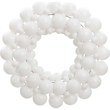 Couronne de Noël 45 cm Blanc. Fabriquée en boules de Noël Incassables (1/4)