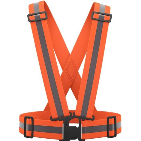 Chaleco reflectante de alta visibilidad, chaleco de seguridad ajustable para correr, andar en bicicleta y andar en moto (naranja) (1/5)