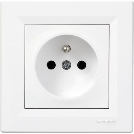 Schneider Electric – Prise de courant 2P+T à vis blanc – Bornes automatiques pour installation rapide – Sécurité enfant intégrée – Intensité 16A