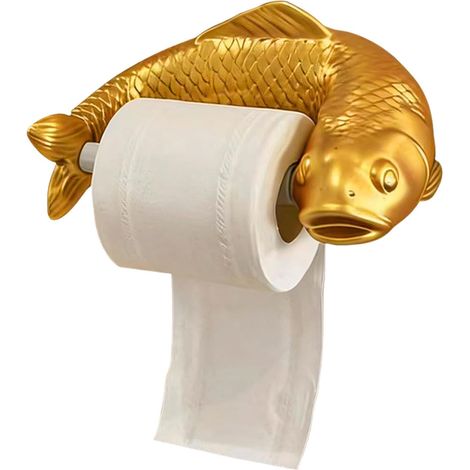 Porte-rouleau de papier toilette doré, installation facile, idéal (1/4)