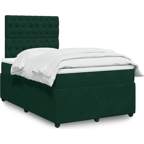 Boxspringbett mit Matratze Dunkelgrün 120x200 cm Samt