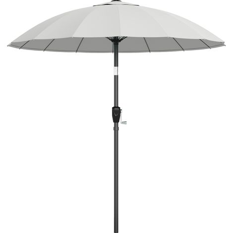 Outsunny 2m Shanghai Garden Parasol Umbrella, Outdoor Sun Shade, Light Grey
