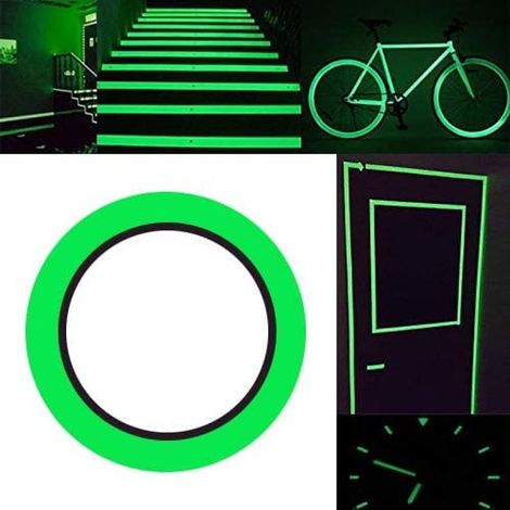 Ruban lumineux formulé, ruban auto-adhésif, ruban de signalisation, phosphorescent, imperméable, amovible, durable, portable, stable, de sécurité / 1 cm x 10 m, 1 pièce (1/5)
